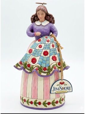 2006 Jim Shore Stitched with Love Quilting Angel Heartwood Creek Figurine 9”H